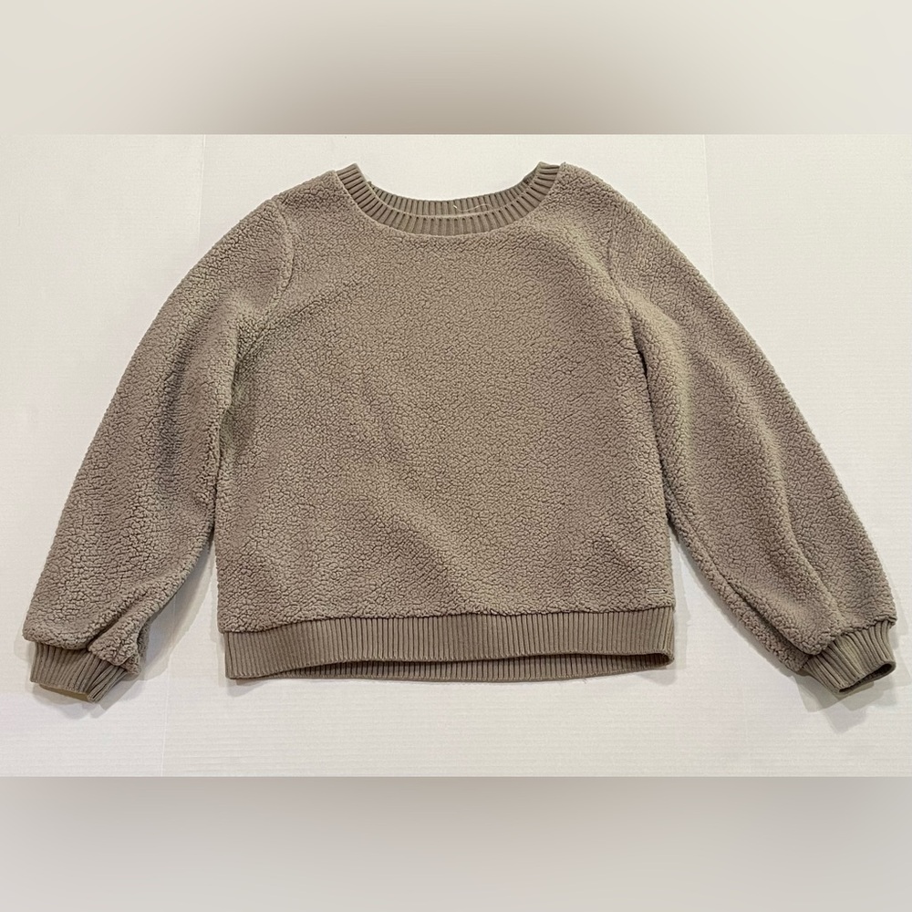 Abercrombie & Fitch Soft A&F Sherpa Brown Crew Neck Pullover Sweatshirt Sz L